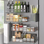 Magnetic Spice Rack for Refrigerator, 6 Pack Metal Magnetic Shelf Grey by DTUQYX