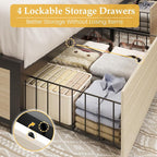 Lifezone King Bed Frame with 2-Tier Storage Headboard, Metal Platform Bed Frame - Image 6