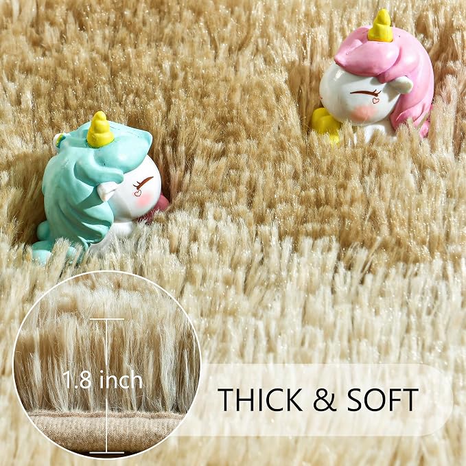 4x6 Khaki Fluffy Soft Area Rug Non-Slip - Image 5