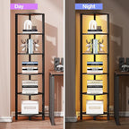 TUTOTAK Corner Shelf with LED Light, 6-Tier Corner Bookshelf - Image 5
