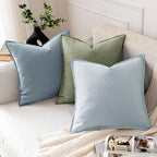 MIULEE Decorative Linen Euro Sham Pillow Covers 22x22 Inch Sage Green | Boho - Image 4
