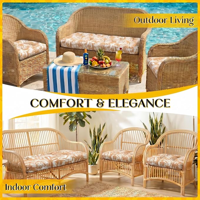 1 MIDDLE ONE Wicker Chair Cushions 3 Pieces Set - Image 6