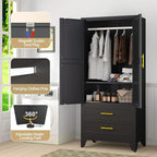 GAIOUS Steel Armoire Wardrobe Closet, 1 Adjustable Shelf and 2 Drawers - Image 5