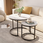 aboxoo Round Nesting Coffee Table Side Table Set of 2 End Tables - Image 4