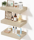 Floating Shelves, Oak Wooden Set of 3 Wall Mounted Bathroom Shelves Over Toilet by Mifurn