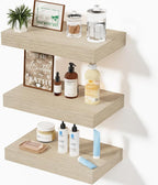 Floating Shelves, Oak Wooden Set of 3 Wall Mounted Bathroom Shelves Over Toilet by Mifurn