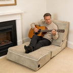 jela Luxury Corduroy Indoor Chaise Lounge, Foldable Sofa Bed Chair - Image 4