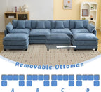 147'' Sectional Cloud Deep Seat Couch, Oversized Chenille U Shaped Sectional - Image 6