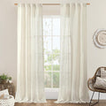 Natural Linen Boho Curtains 84 inch Length by LAMIT