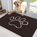 OLANLY Dog Door Mat for Muddy Paws 35x24, Paw Print Design Chenille Mud Mat | by OLANLY