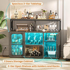Aheaplus Bar Cabinet with Power Outlets, Liquor Cabinet with Led Lights and - Image 7