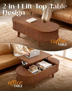 Fluted Oval Lift Top Coffee Table - Image 7
