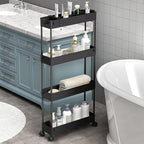 SPACELEAD 2-piece Set Slim Storage Cart 3 Tier, Bathroom Organizer Rolling - Image 5