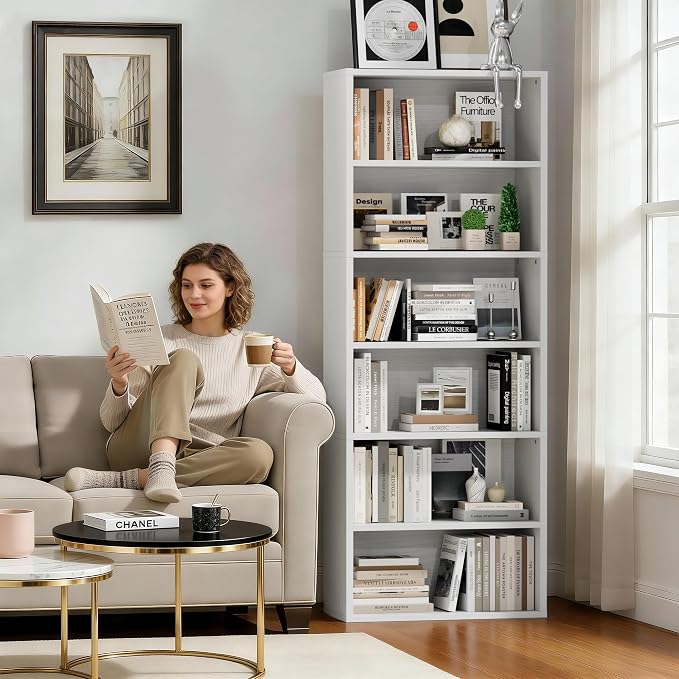 Furniwell 71" Tall Bookcase Bookshelves, 6 Tier Floor Standing Bookcases Open - Image 2