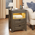 HWB LED Nightstand with Gun Drawer: Bedside Table with Charging Station by HWBEnjoywarmhome