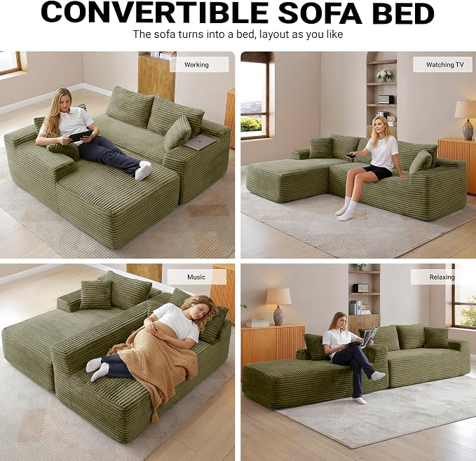 108" Cloud Sectional Couch, Modern Modular Sectional Sofa - Image 5