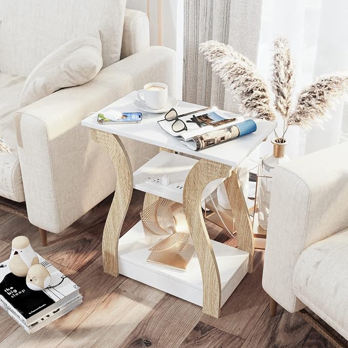 FROMJBEST End Table with Charging Station, Side Table with USB Ports and Outlets - Image 6