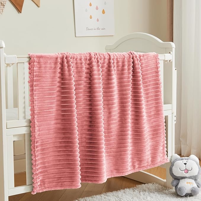 BEDELITE 3D Ribbed Pink Baby Blankets - Image 2