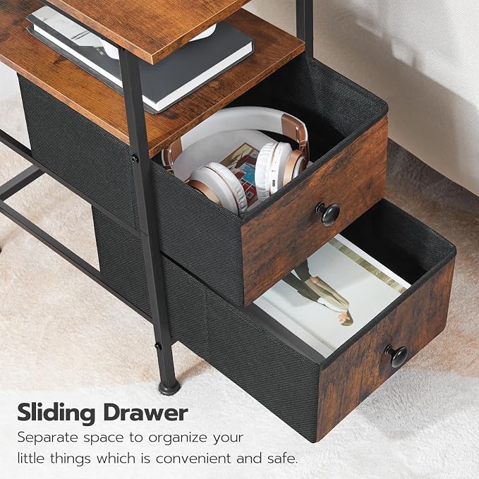HOOBRO End Table with Charging Station, Narrow Side Table, Nightstand with 2 - Image 6