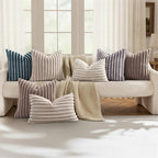 decorUhome Fall Faux Fur Throw Pillow Covers 20x20 Set of 2 Tan | Decorative - Image 5