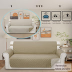 Reversible Couch Cover for 3 Cushion, Camel/Beige | Couch Cover for Sofa - Image 2
