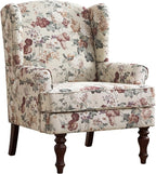 HUIMO Printed Wingback Accent Chair, Linen Upholstered High Back Armchair - Image 8