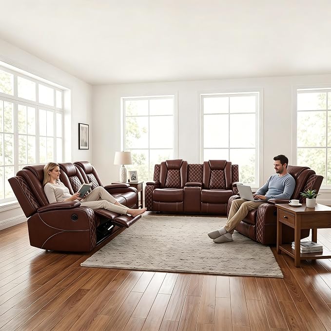 3-Piece Leather Power Recliner Sofa Set - Image 7