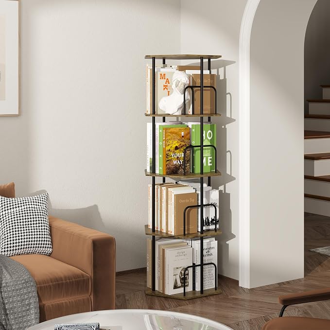 SUNMORY 4 Tier Rotating Bookshelf Tower, Revolving 360 ° Spinning Bookcase - Image 8
