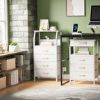Furnulem Night Stand with Charging Station, 28.3 Inch Tall Bedside Table with - Image 5