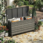 GarveeLife Medium Outdoor Wicker Storage Box, PE Rattan Patio Storage Chest - Image 2