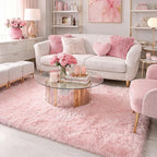 Amdrebio Pink Fluffy Shaggy Kids Area Rug 3x5 - Image 8