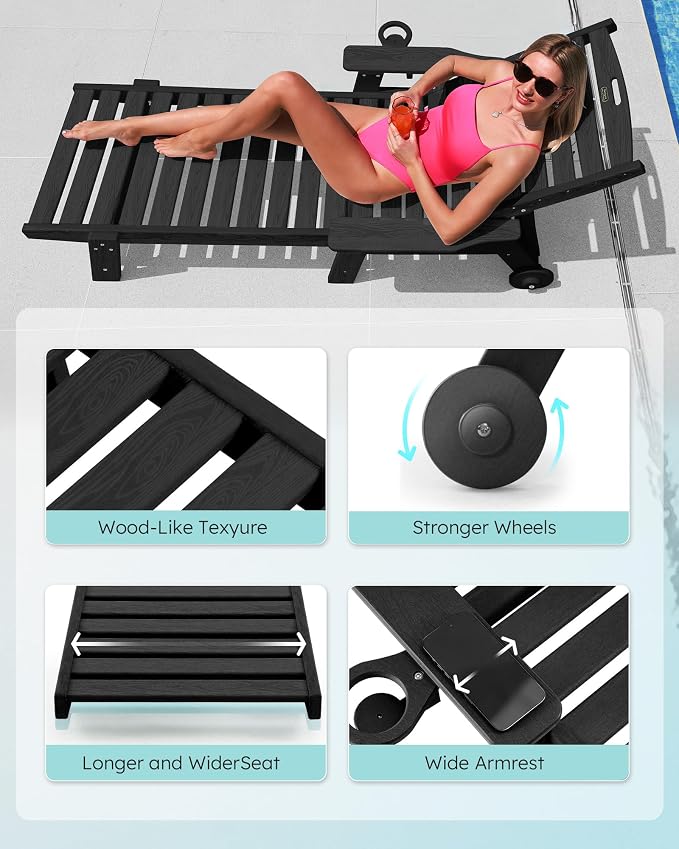Patio Chaise Lounge Chair Set of 2, Oversize Lounge Chairs - Image 5
