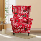 HAOYONG Christmas Stretch Wingback Chair Cover 2 Pieces Wing Chair Slipcover - Image 5