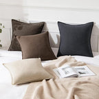 MIULEE Decorative Linen Pillow Covers 20x20 Inch Coffee | Boho Farmhouse​ ​Fall - Image 4
