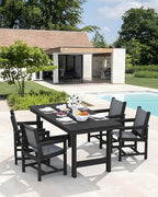 SERWALL 5 Piece Patio Dining Sets, Outdoor HDPE Dining Furniture Set - Image 7