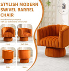 Swivel Accent Barrel Chair, Cute Comfy Small Round 360° Arm Chair, Velvet Sofa - Image 5
