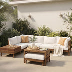 VilroCaz 8-Piece Acacia Wood Outdoor Patio Sofa Set, Modular Sectional - Image 2