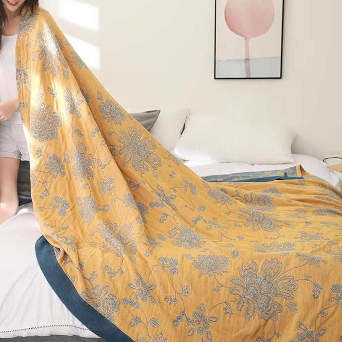 LUTBM Boho Throw Blanket for Bed 100% Cotton Ultra Soft Rustic Quilt Summer - Image 5