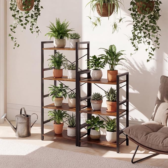Tangkula 3-Tier Industrial Bookshelf, 16.5" Width Wooden Open Bookcase - Image 6