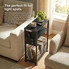 Skinny Side Table with Storage, 3 Tier Slim Side Tables - Image 4