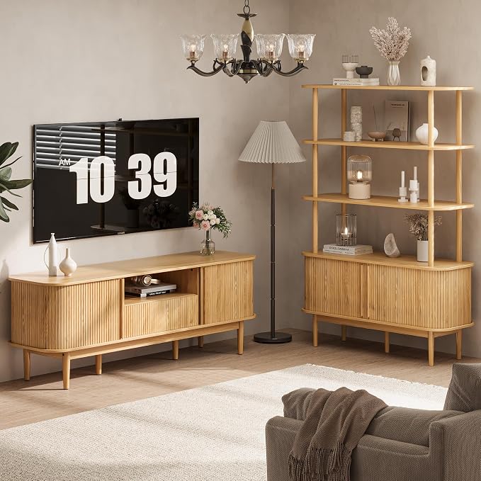 MAISONARIA 63" Tambour TV Stand, Fluted TV Stand - Image 7