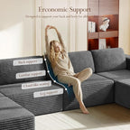 Vesgantti 159" Large Modular Sectional Sofa, U-Shaped Corduroy Cloud Couch - Image 6