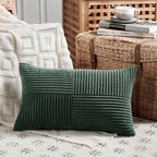 Fancy Homi Set of 2 Dark Green Long Lumbar Decorative Throw Pillow Covers 12x24 - Image 2
