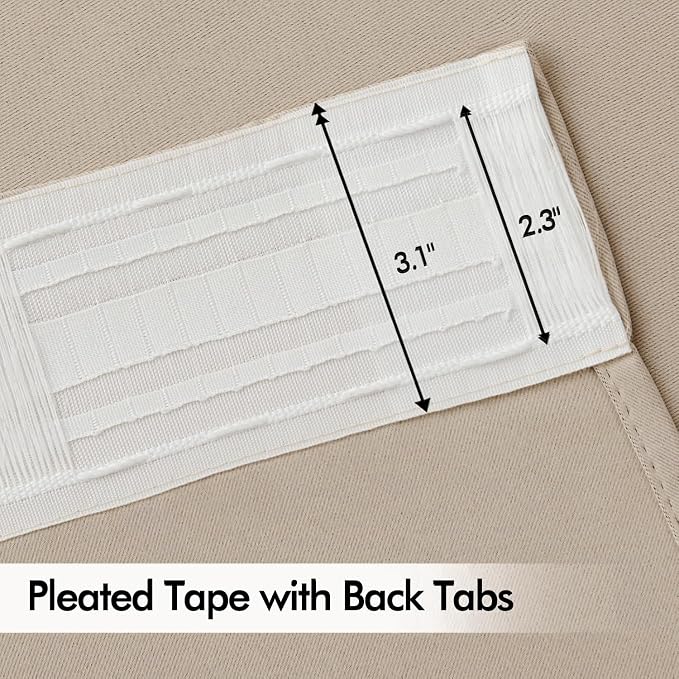 MIULEE Taupe Back Tab Blackout Curtains 52x120 Inch Long 2 Panels Set | Rod - Image 4