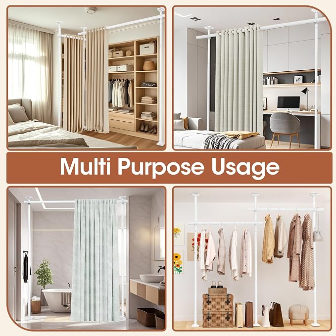 SUNALLY Room Divider Curtain Rod, No Drilling Room Separator - Image 7