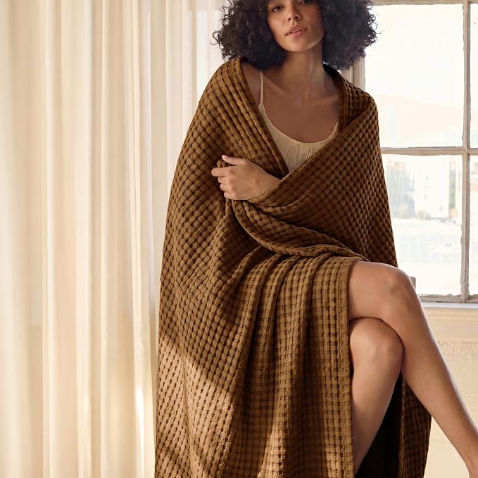 Bedsure Cooling Cotton Waffle Full Size Blanket - Image 8