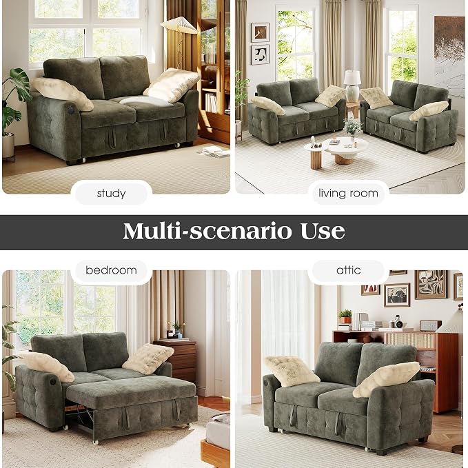 Ihanherry 59-inch Convertible Sofa Bed, Pull Out Sleeper - Image 7