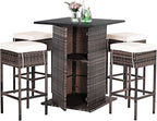 Tangkula 5 Piece Outdoor Rattan Bar Set, Patio Bar Furniture by TANGKULA