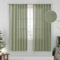 Sage Green Light Filtering Linen Curtains 68 inches Long by LAMIT