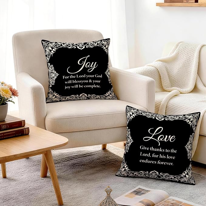 OBSEDE Black and White Bible Verse Decorative Throw Pillow Covers 18 × 18 in - Image 7